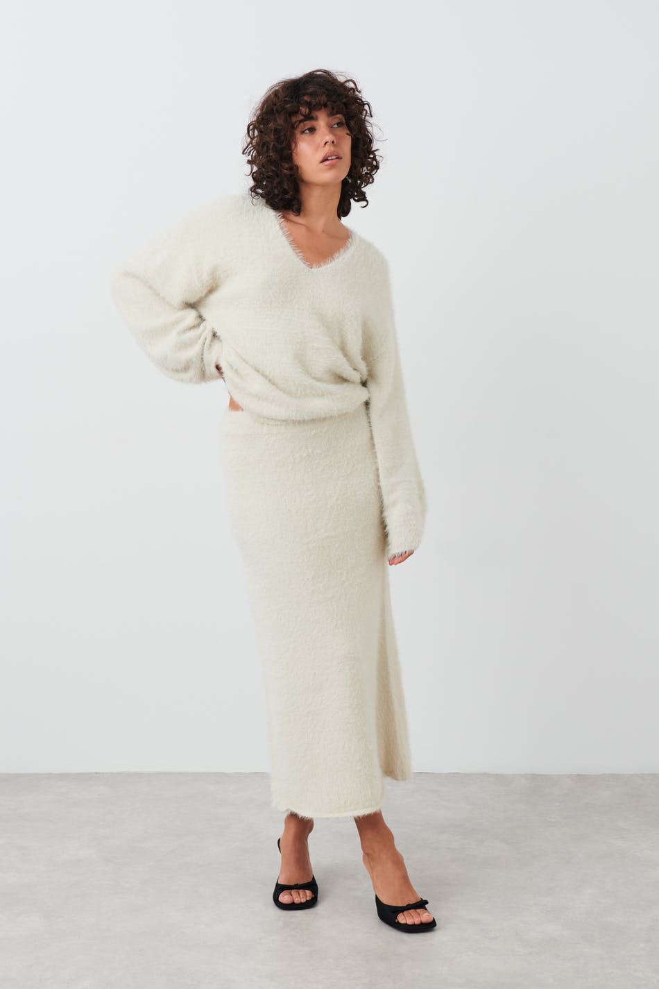 knitted maxi skirt - Noir