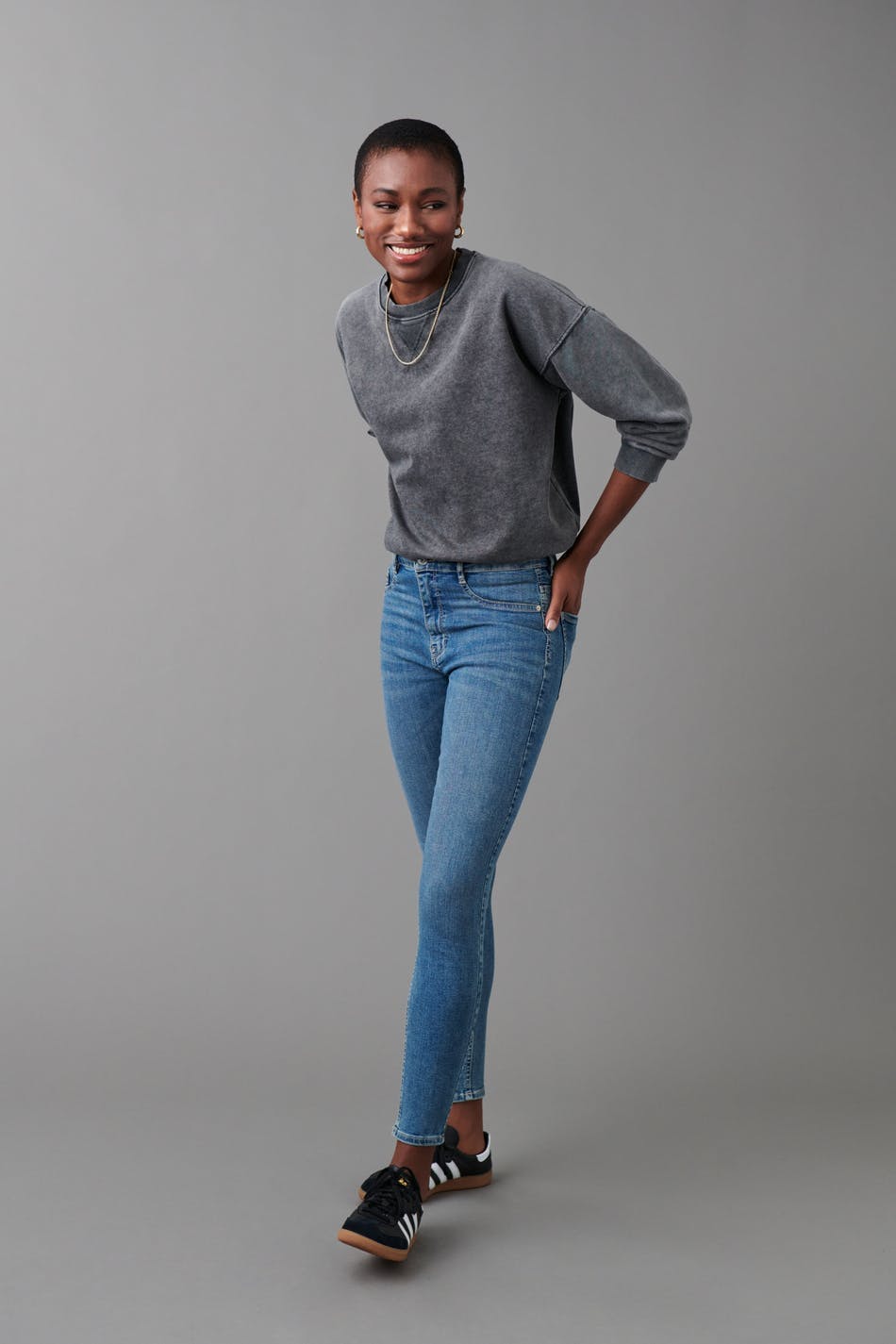 molly high waist jeans - Gris
