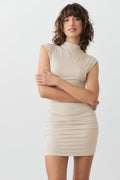 Soft touch funnel neck dress - Pumice stone
