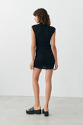 Soft touch funnel neck dress - Noir