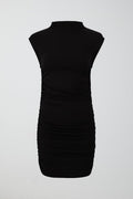 Soft touch funnel neck dress - Noir