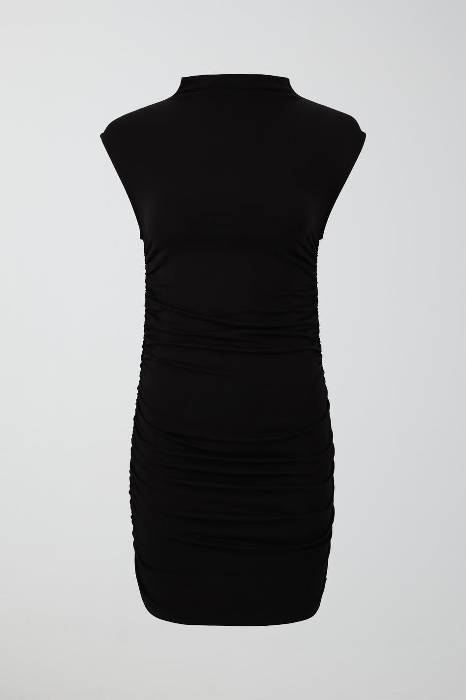 Soft touch funnel neck dress - Noir