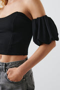 Off shoulder puff sleeve top - Noir