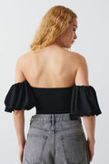 Off shoulder puff sleeve top - Noir