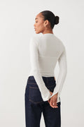 soft touch square neck top - Blanc cassé