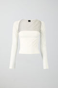 soft touch square neck top - Blanc cassé