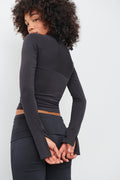 soft touch square neck top - Noir