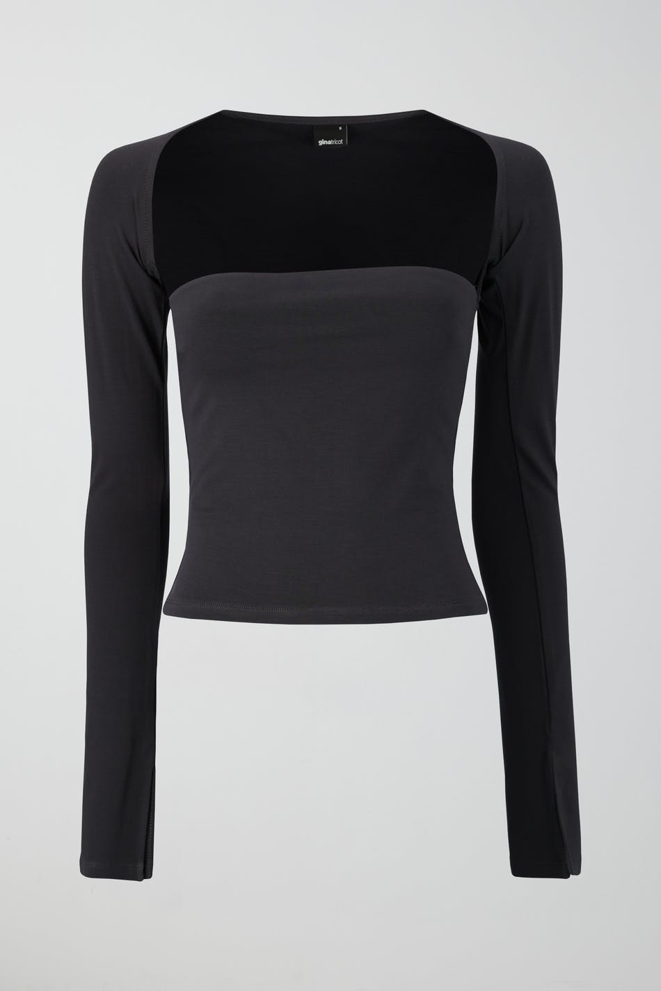 soft touch square neck top - Noir
