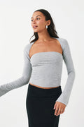soft touch square neck top - Noir