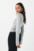 soft touch square neck top - Stone