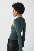 soft touch square neck top - Stone