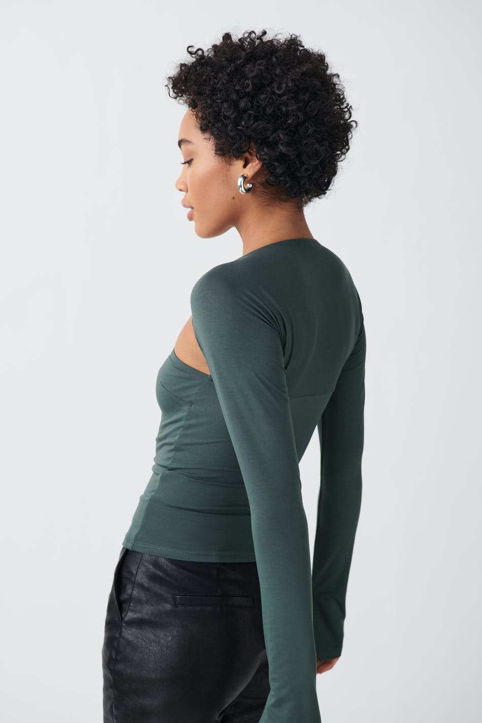 soft touch square neck top - Stone