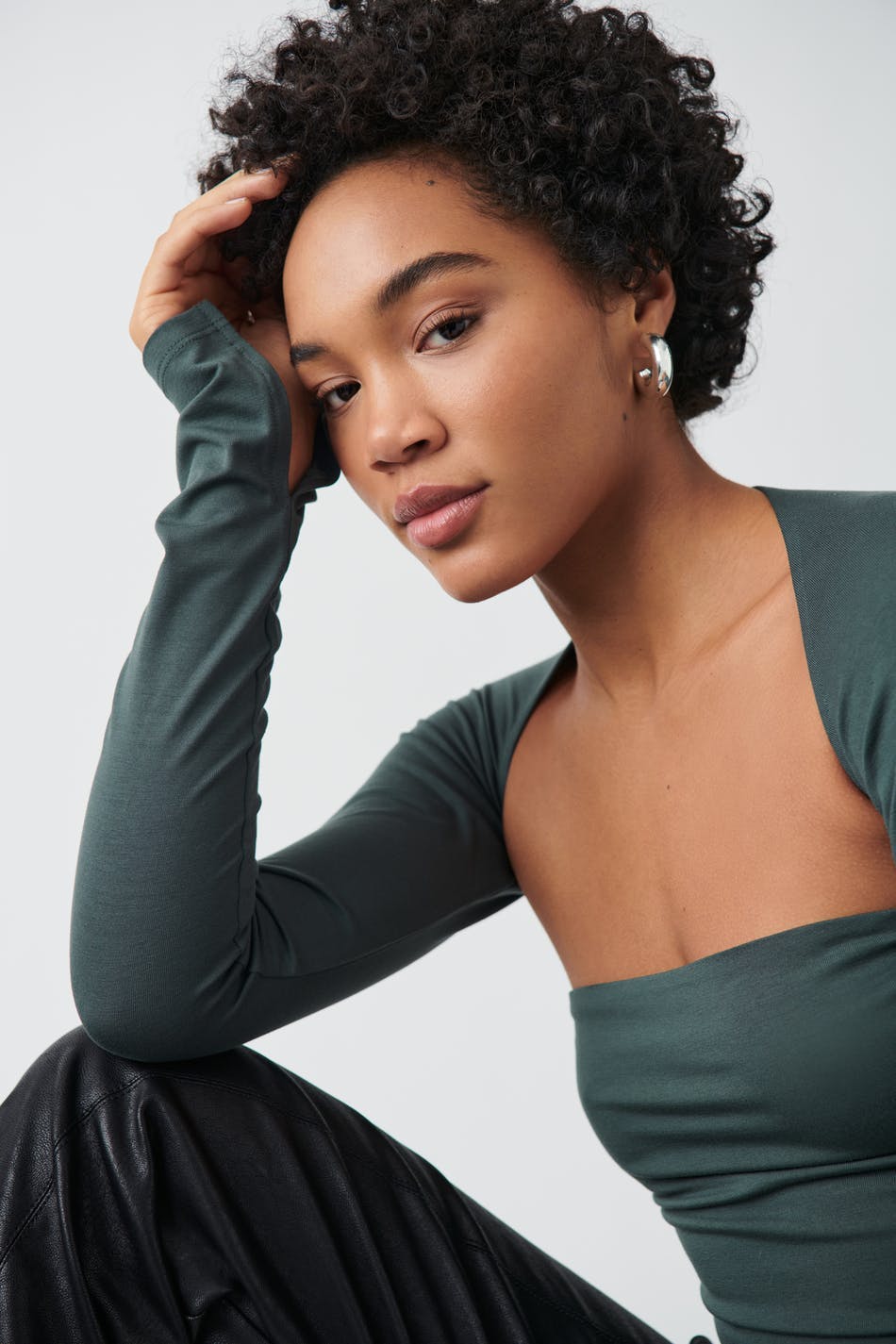 soft touch square neck top - Stone