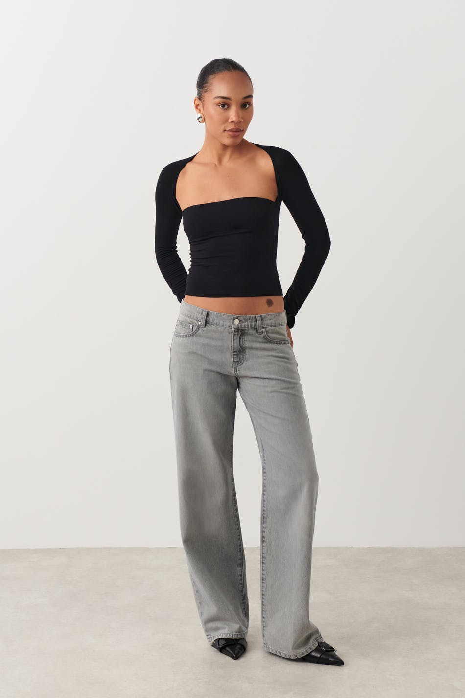 soft touch square neck top - Blanc cassé