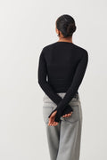 soft touch square neck top - Blanc cassé