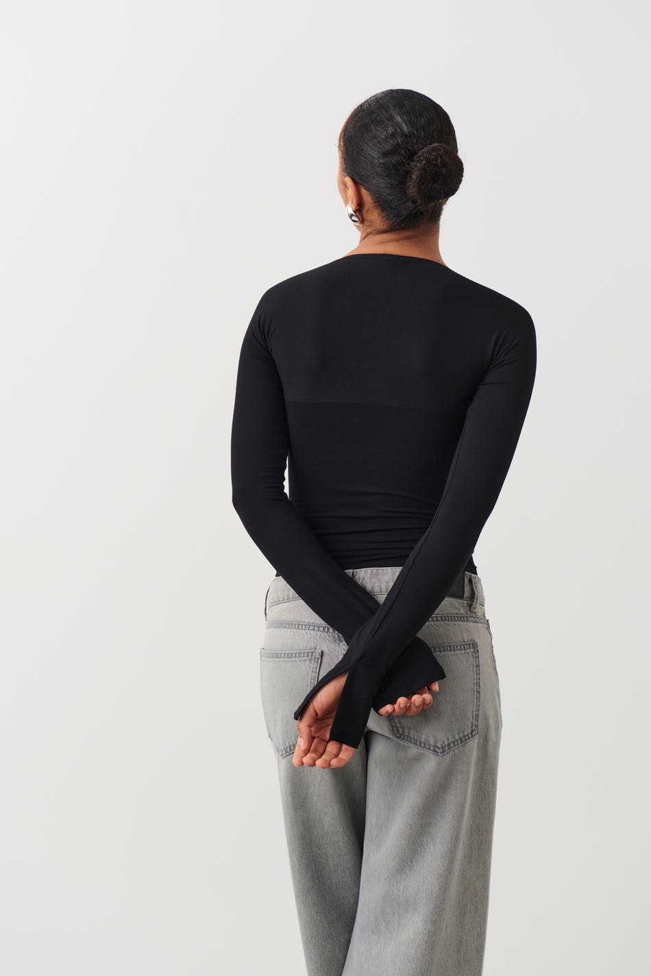 soft touch square neck top - Blanc cassé