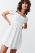 Puff sleeve off shoulder dress - Blanc cassé