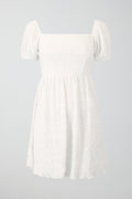 Puff sleeve off shoulder dress - Blanc cassé
