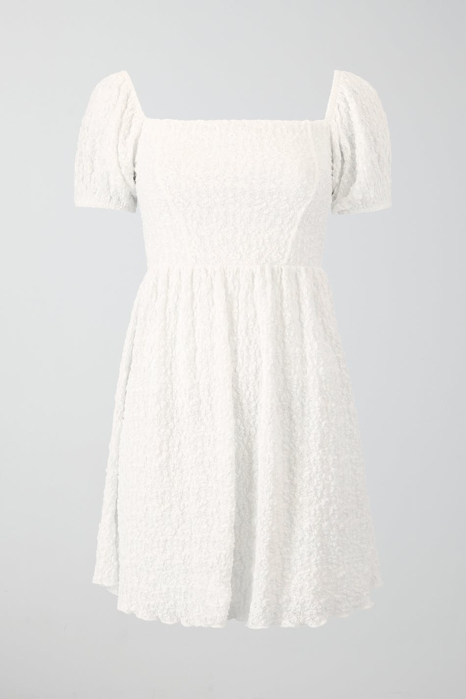 Puff sleeve off shoulder dress - Blanc cassé