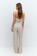 Wide suit trousers - Beige melange