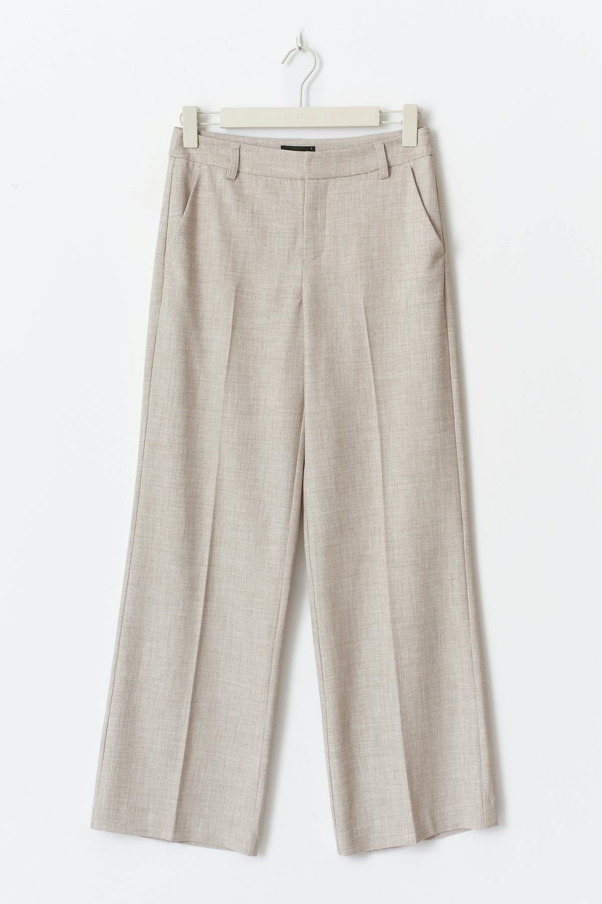 Wide suit trousers - Beige melange