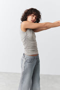 Ruched one shoulder top - Gris
