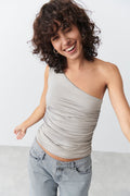 Ruched one shoulder top - Gris