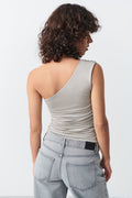 Ruched one shoulder top - Gris