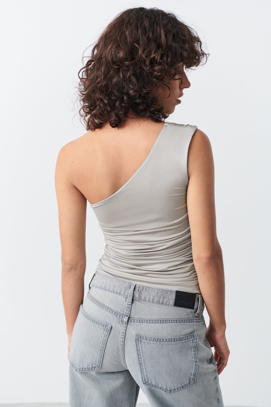 Ruched one shoulder top - Gris