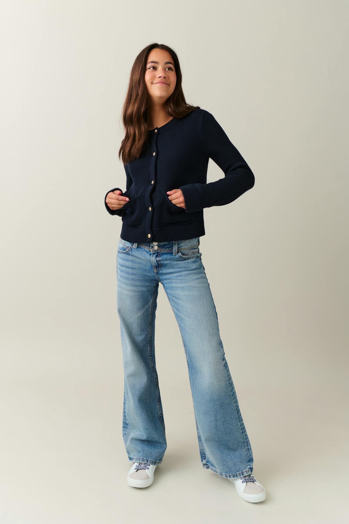 low waist wide jeans - Vintage blue