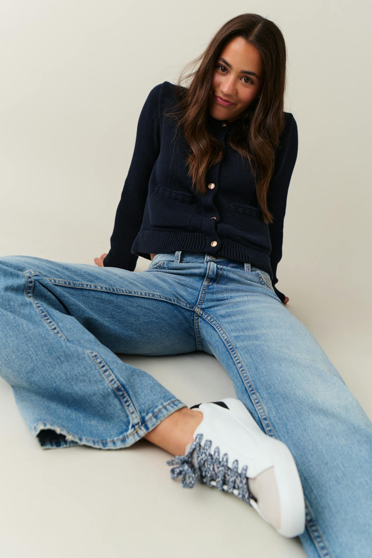 low waist wide jeans - Vintage blue