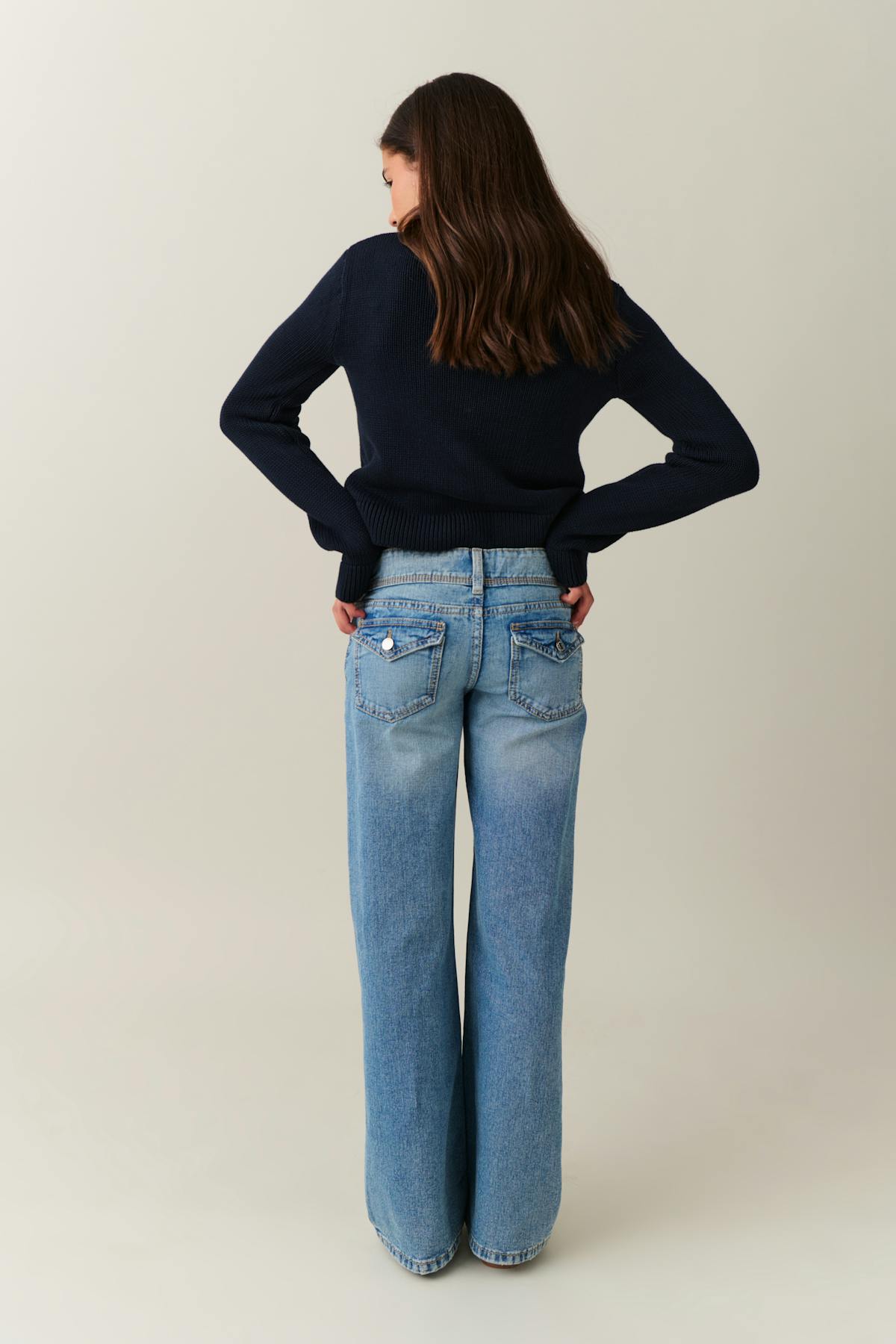 low waist wide jeans - Vintage blue