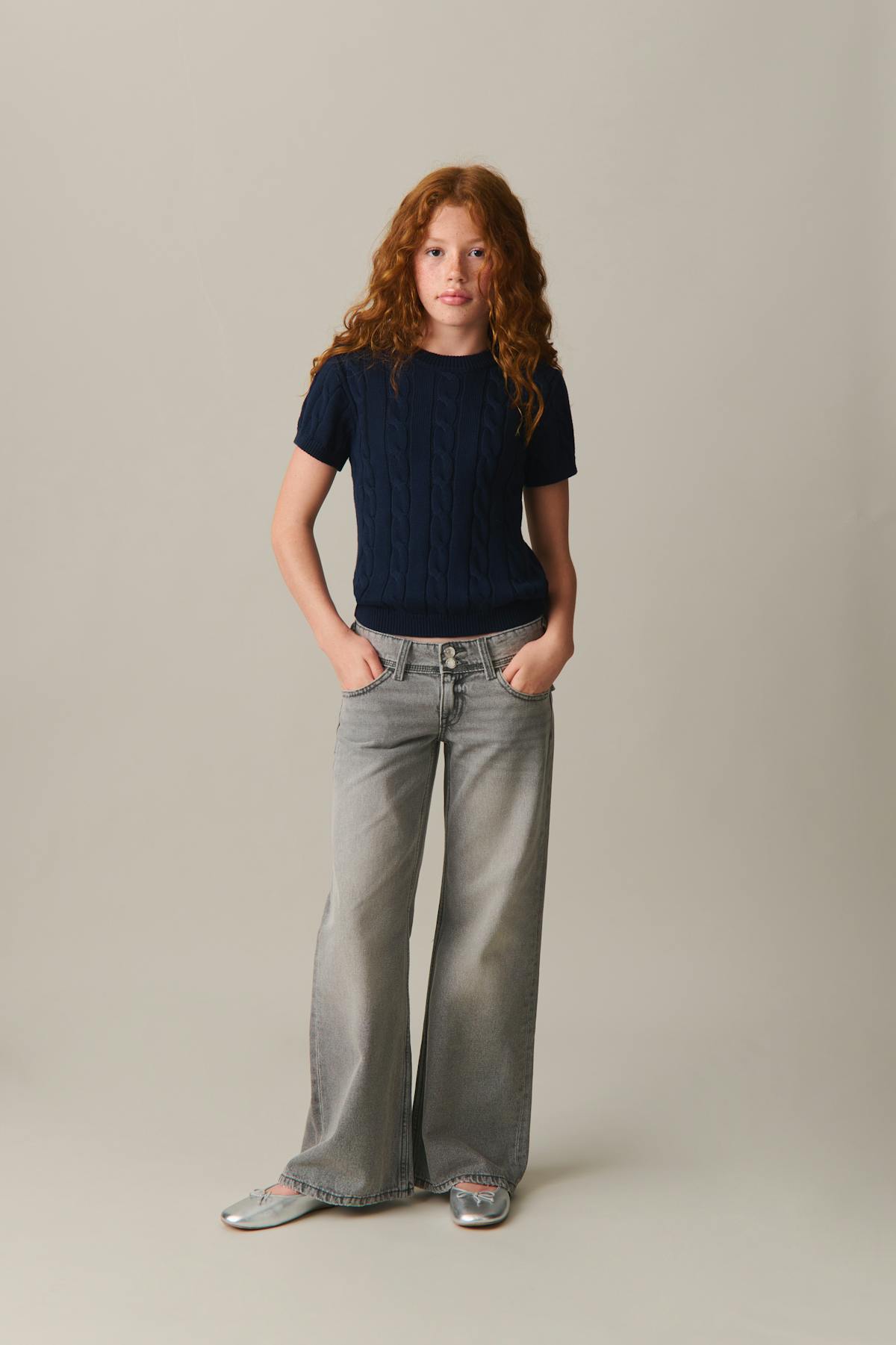 low waist wide jeans - Vintage blue