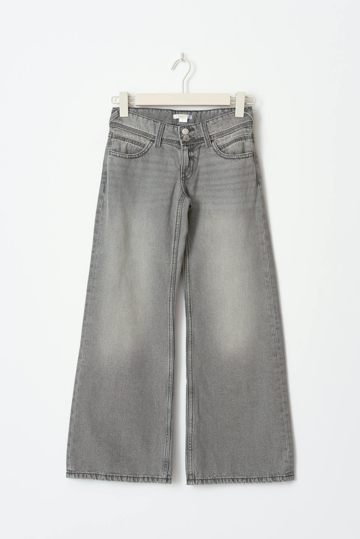 low waist wide jeans - Gris clair