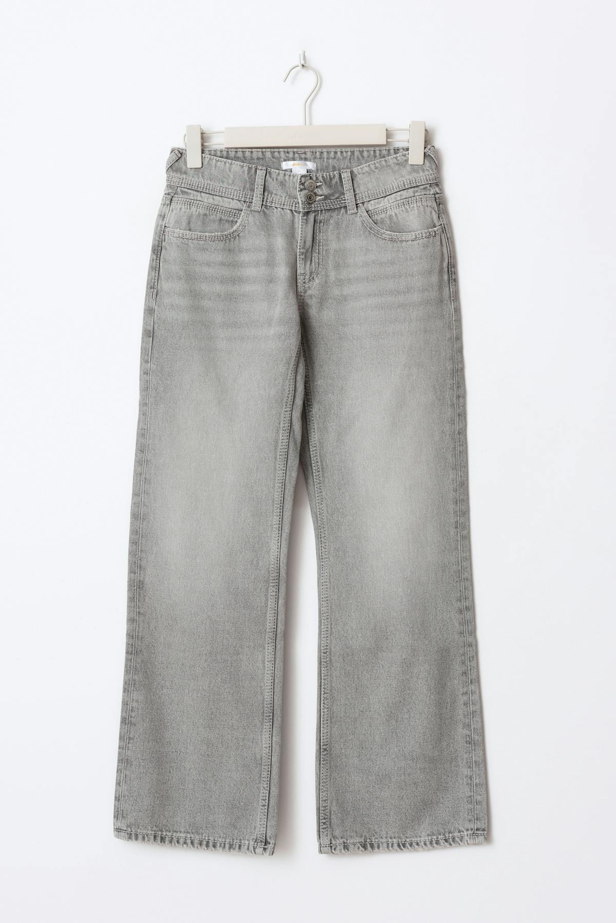 low waist wide jeans - Gris clair