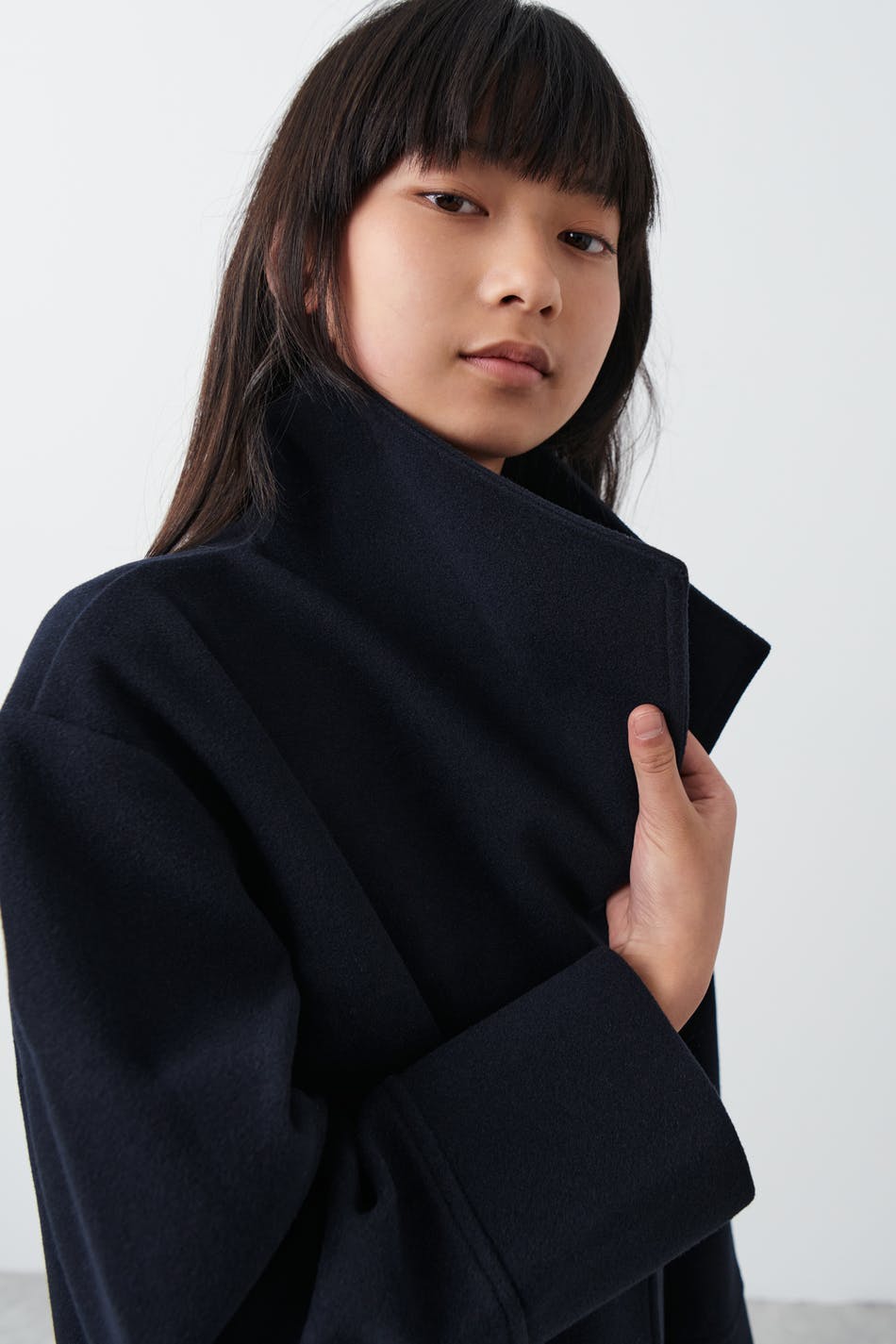 y short felt jacket - Bleu marine