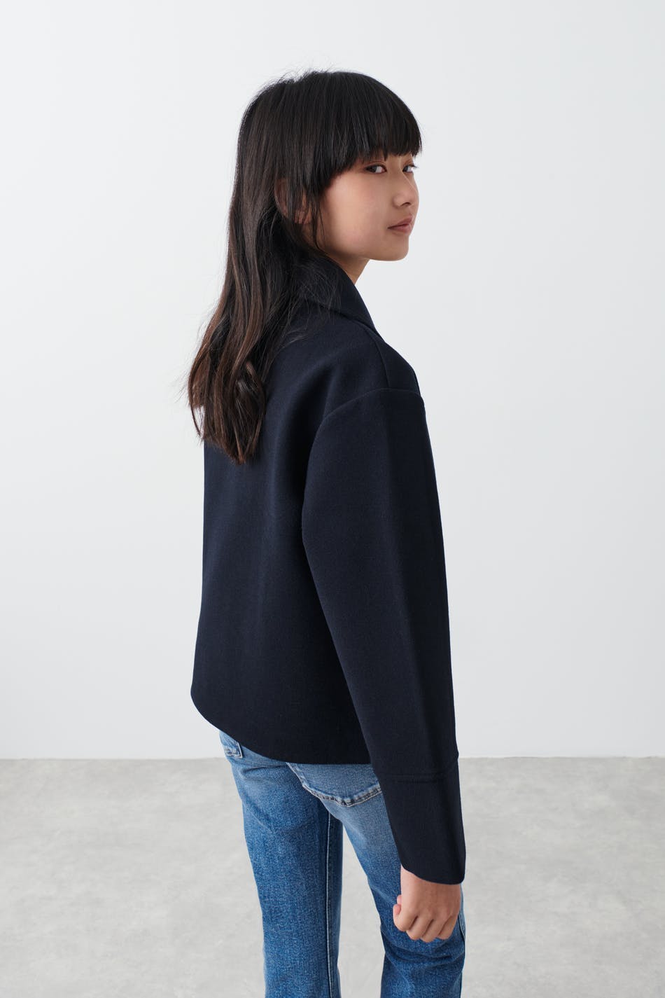 y short felt jacket - Bleu marine