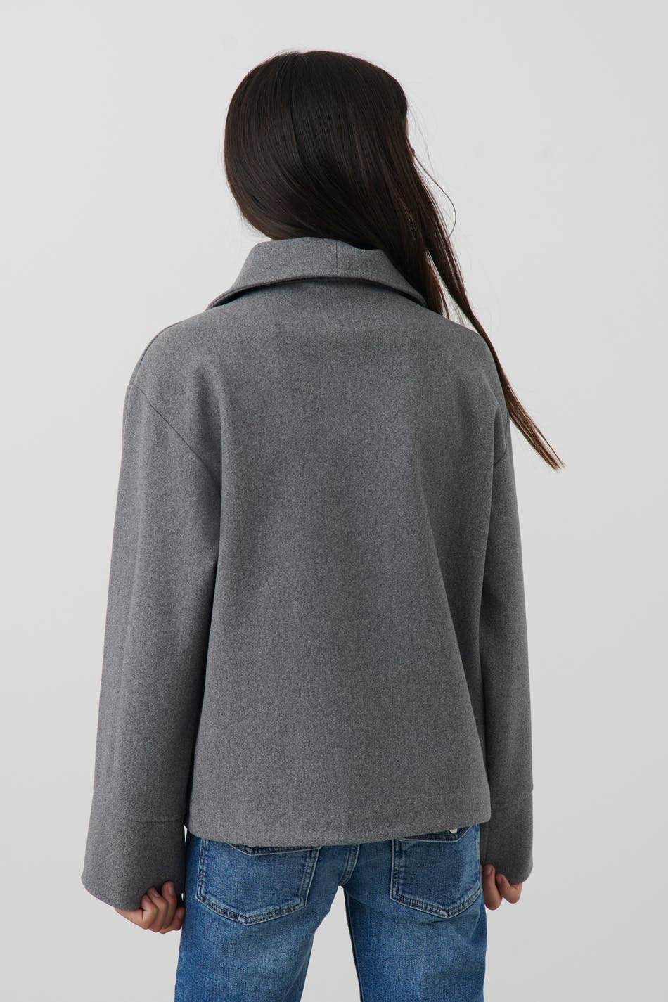 y short felt jacket - Grey melange