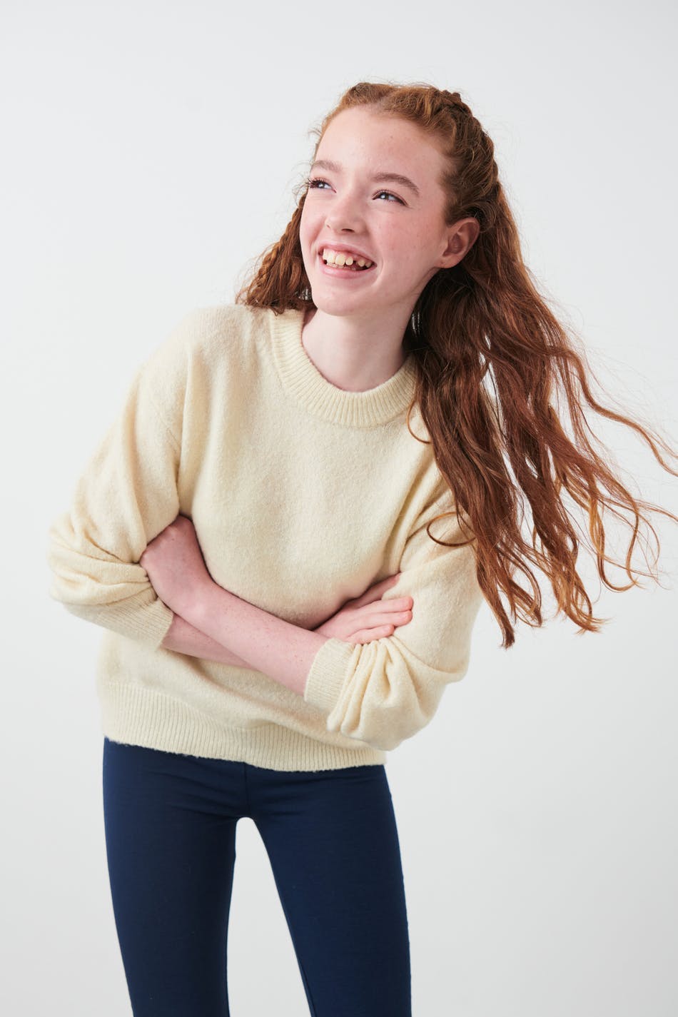 Y knitted soft sweater - Beige clair