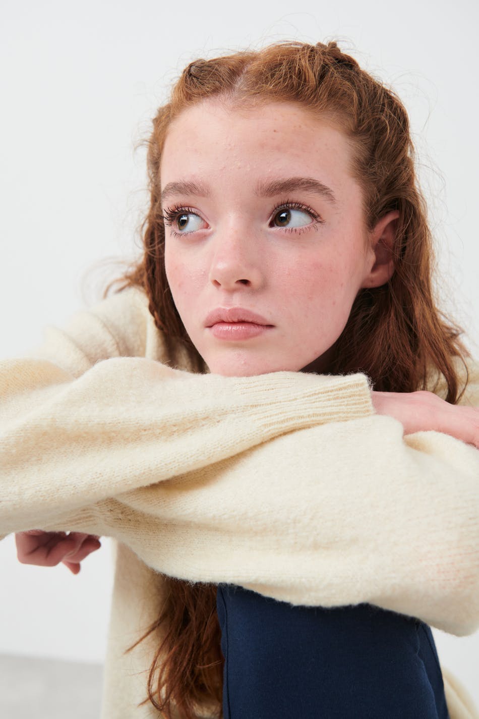 Y knitted soft sweater - Beige clair