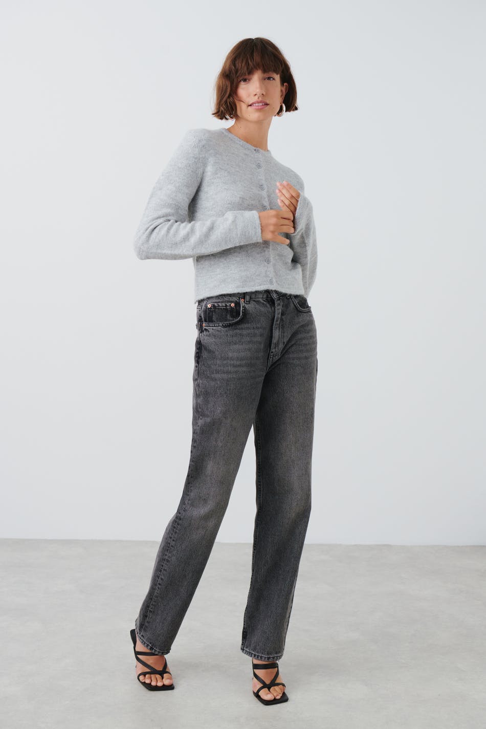 Knitted cardigan - Lt grey melange
