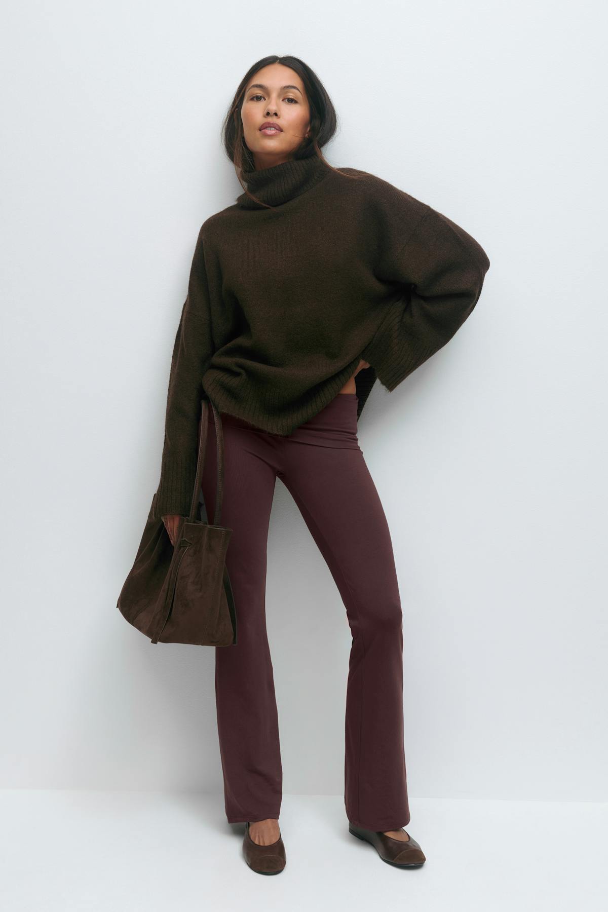 Soft touch folded trouser - Tofu