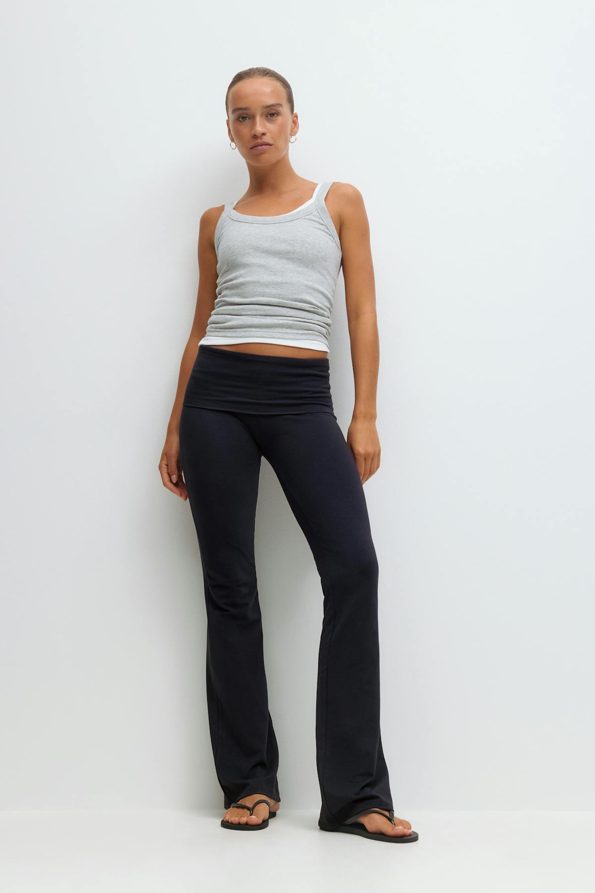 Soft touch folded trouser - Black iris