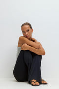 Soft touch folded trouser - Black iris