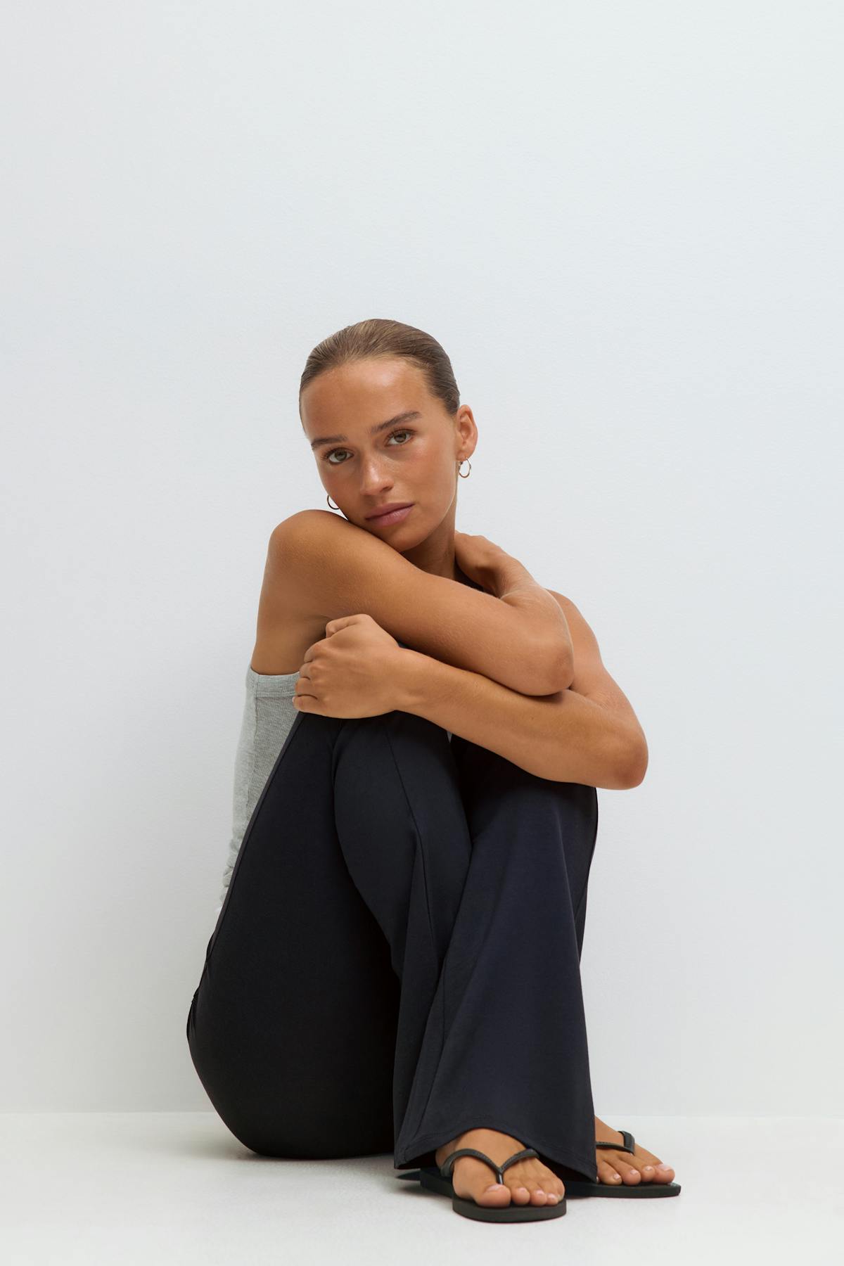 Soft touch folded trouser - Black iris