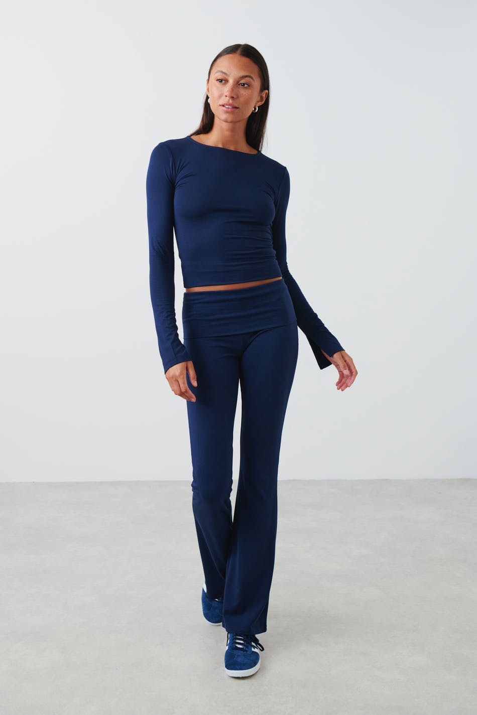 Soft touch folded trouser - Noir