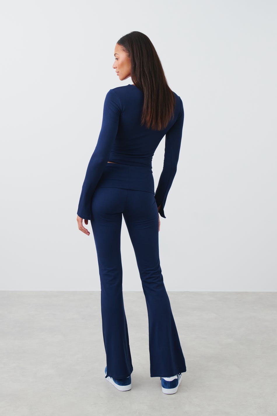 Soft touch folded trouser - Falcon