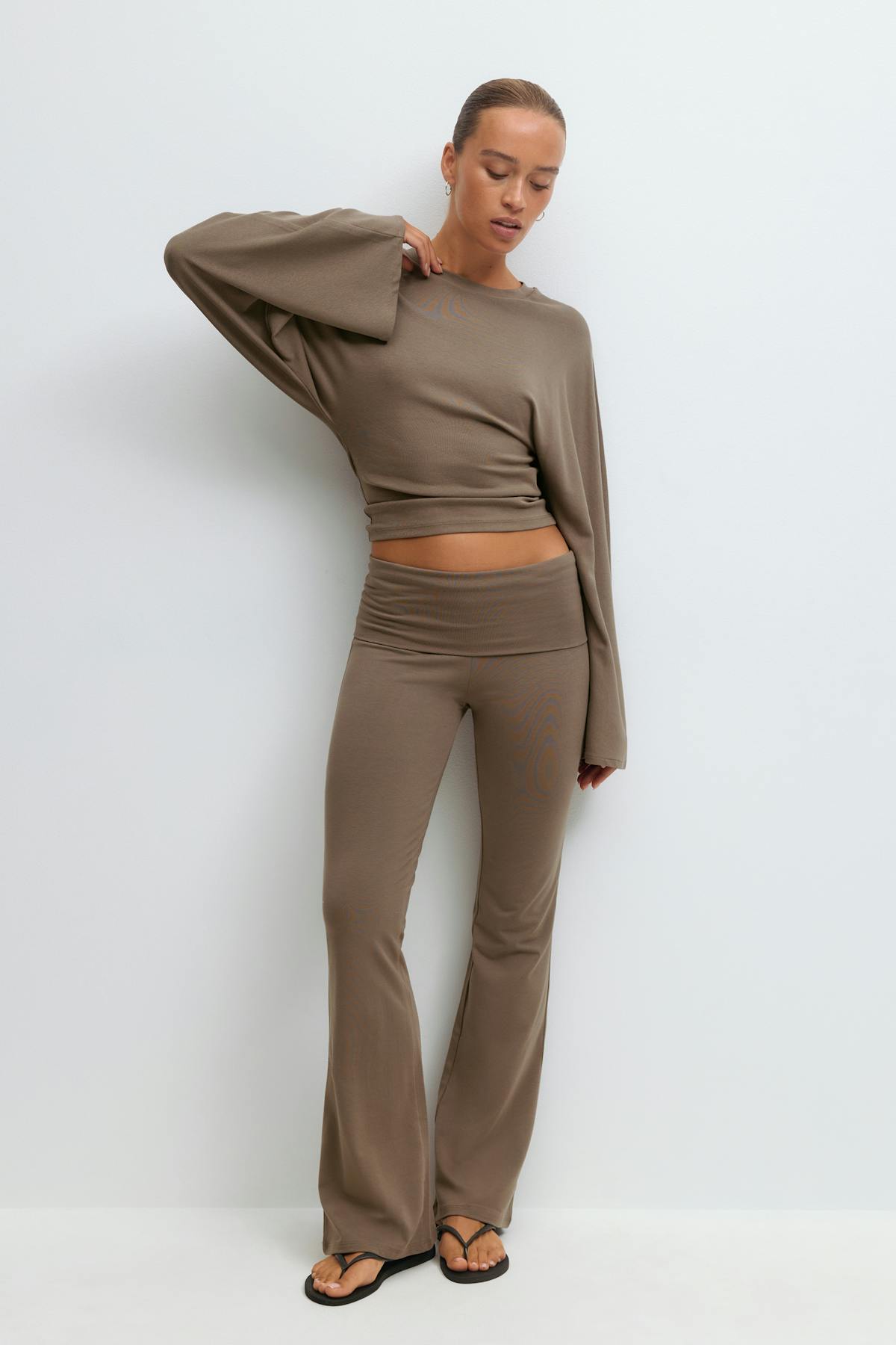 Soft touch folded trouser - Noir