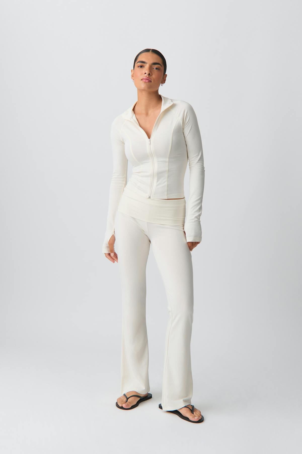 Soft touch folded trouser - Falcon