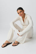 Soft touch folded trouser - Falcon